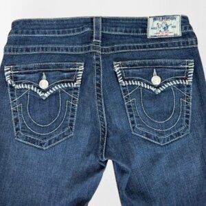 True Religion Women Hi-Rise Boot Jeans Flap Pocket Sz 30 Mid Wash